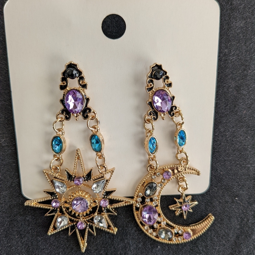 Celestial Charm Sun and Moon Earrings